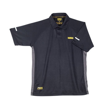 Lightweight polyester polo shirt with Dewalt logo detail. Fast drying and moisture wicking polyester material. (PWS) Reflective strip to sleeves. Button front with collar. A comfortable shirt for those warmer days.
