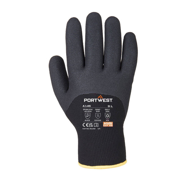 A146 - Cold 15 Nitrile Sandy 3/4 Dipped Glove Black