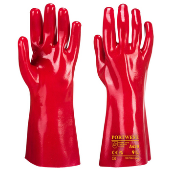 A435 PVC Red Gauntlet Gloves