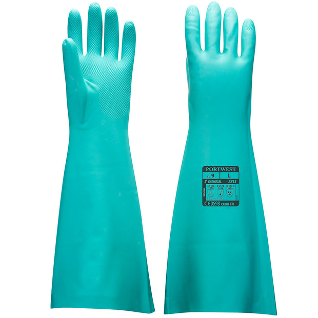 A813 - Chem 460 Nitrile Extended Gauntlet Green