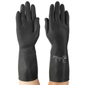 Close up of Ansell 87-118 rubber gloves textured grip finish