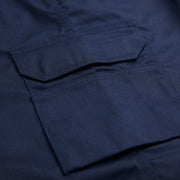 A lightweight navy cargo short from Apache. The waist on the Banff short is elasticated at the hips to ensure comfort for the wearer. The short includes, two inset rear pockets, two traditional front pockets, a ruler pocket, a mobile phone pocket and a side cargo pocket to the right leg. Triple stitched in key areas to increase durability. Good quality YKK zip fly. A perfect short for warehouse/driving and many more industrial applications.  