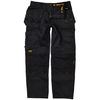 A functional work trouser featuring Cordura holster pockets and top loading knee pad pockets. Cordura reinforced hem. Side utility pocket and large phone pocket to opposite leg. Triple stitched in key areas. Low rise comfort waist. Tunnel belt loop and YKK zip. A comfortable trouser for any professional tradesman.
