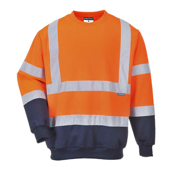 Two Tone Hi-Vis Sweatshirt Orange/Navy
