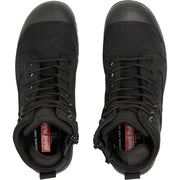 Legend -. . Water resistant full grain leather Wide profile composite toe cap Wellmax puncture resistant plate REPREVE linings made from post consumer plastic bottles PU/Memory foam footbed Rubber outsole,  Toe Protection Composite cap Composite midsole Slip resistant Click here for Datasheet