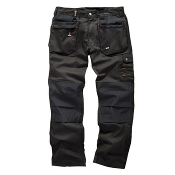 Hard-wearing, lightweight work trousers in regular fit for a classic look. Durable twill fabric for all-day comfort and performance. Bottom-loading Abratect knee pad pockets provide abrasion resistance. Tuck-away holster pockets with secure zip closure and durable reinforcements. Features cargo pocket, rule pocket, mobile phone pocket and secure, zipped pocket. Triple-stitched seams for long-lasting durability. YKK zipped fly fastening. Machine washable. 65% polyester 35% cotton, 250gsm.
